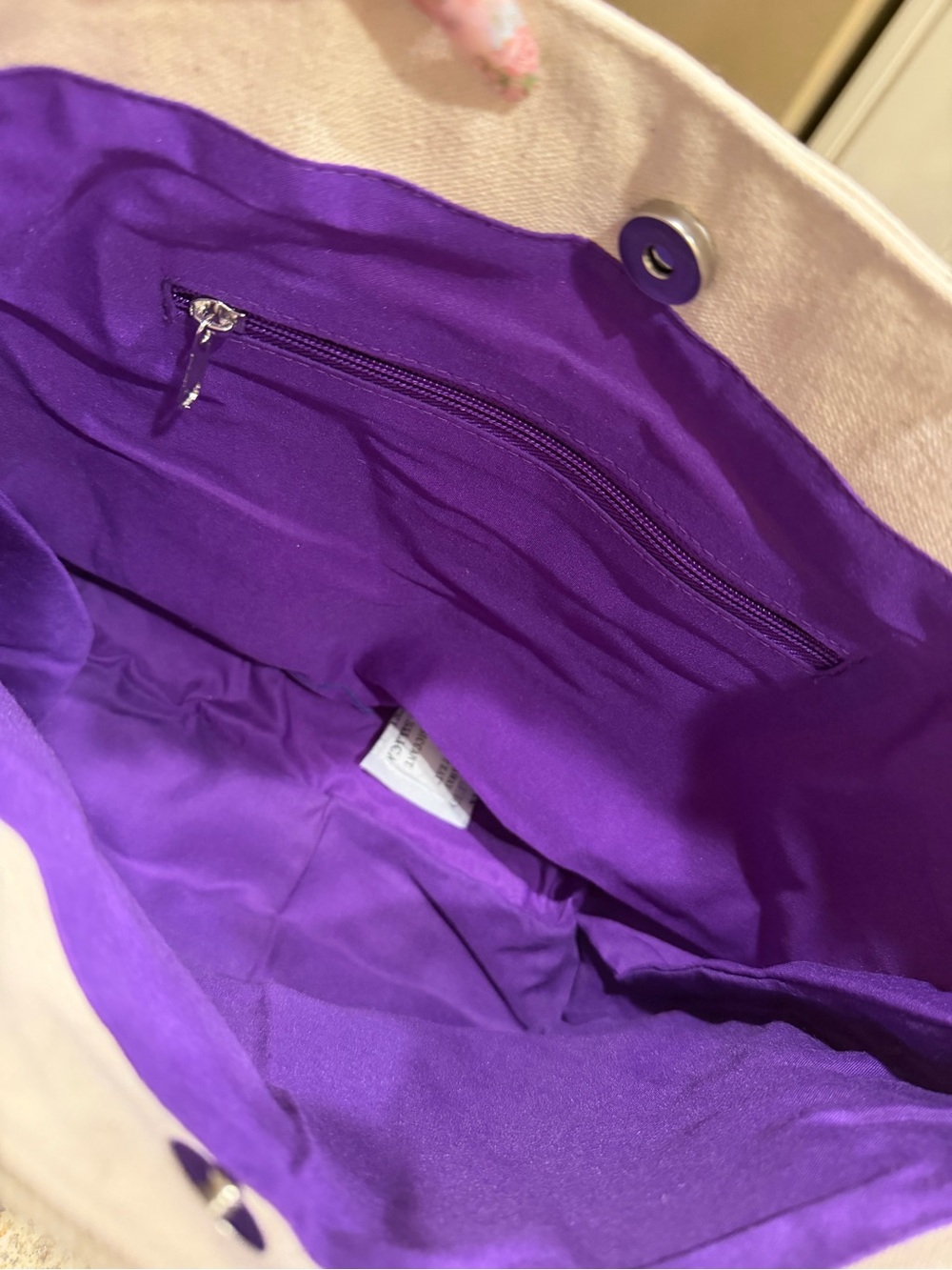 America & Beyond Canvas Boat Tote Bag with Purple Trim and Marine Embroidery - Picture 6 of 10